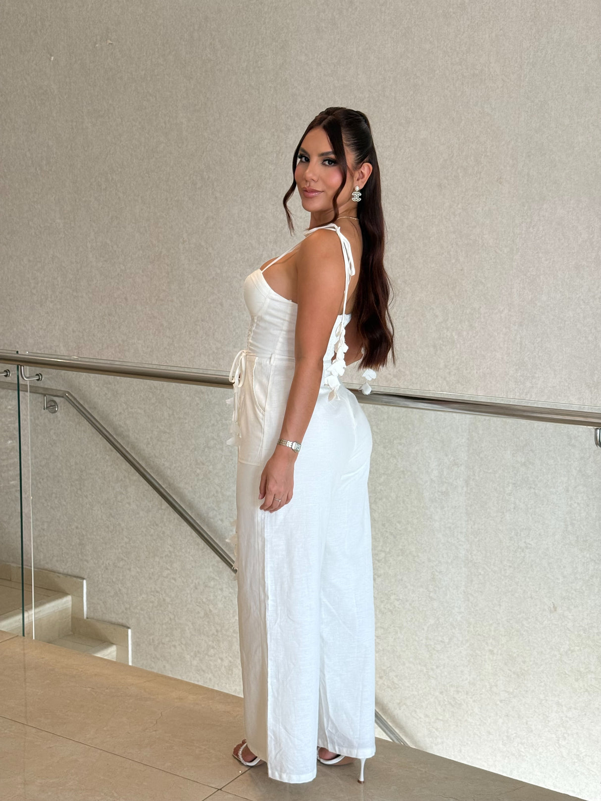 Enterizo de Lino con Corset y Bota Ancha Aura Linen