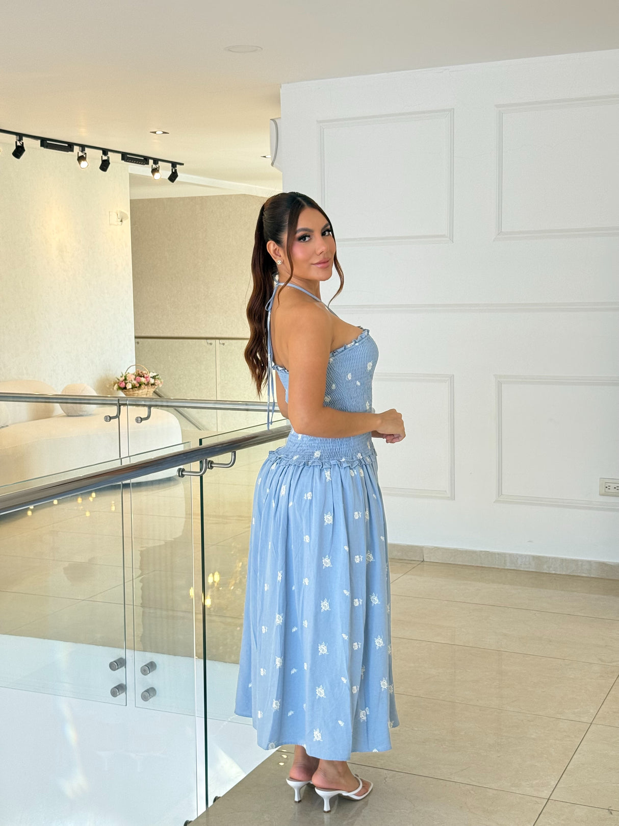 Vestido Blue Blossom Charm