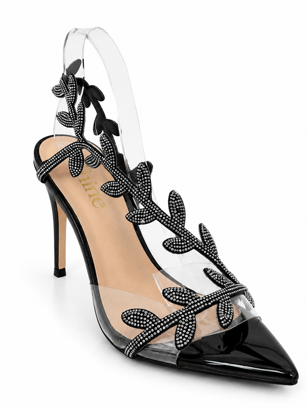 Tacones Stiletto Dorados Calados Hojas Imperial