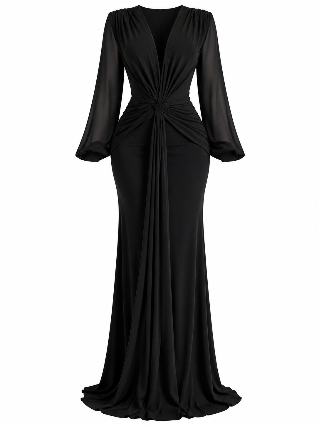 Vestido Noir Drapé Luxe