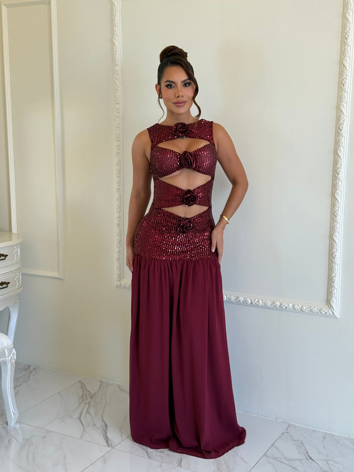 Vestido Gala Burgundy Luxe