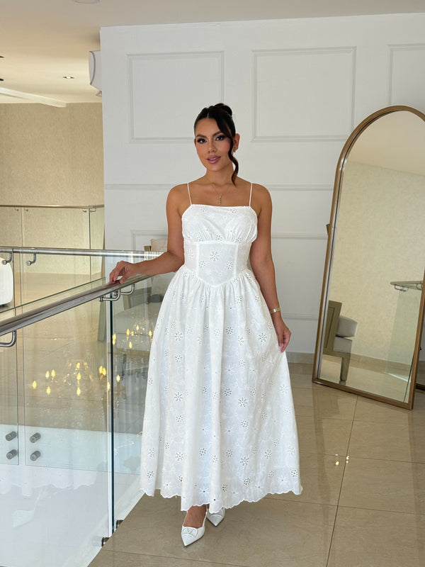 Vestido Midi Bordado Blanco