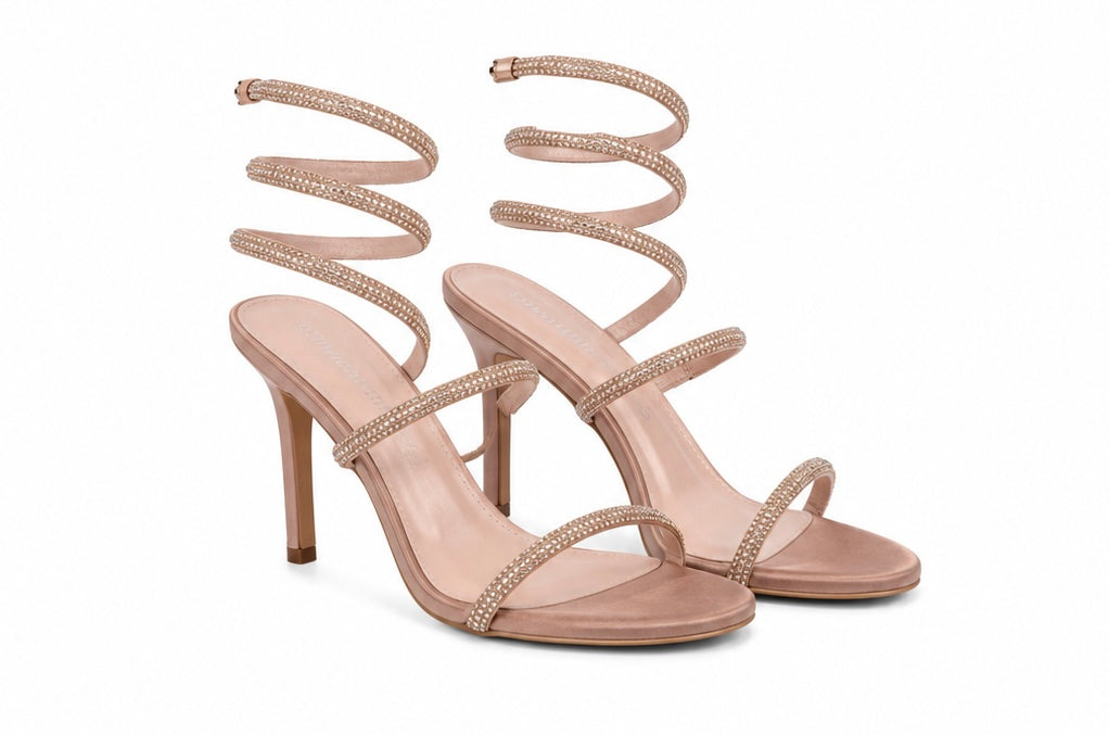 Sandalias de Tacón con Tira Espiral Golden Serpent