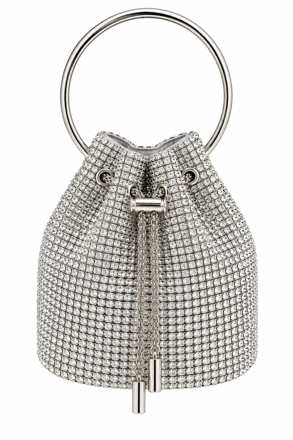 Bolso Bucket de Cristales con Asa Circular