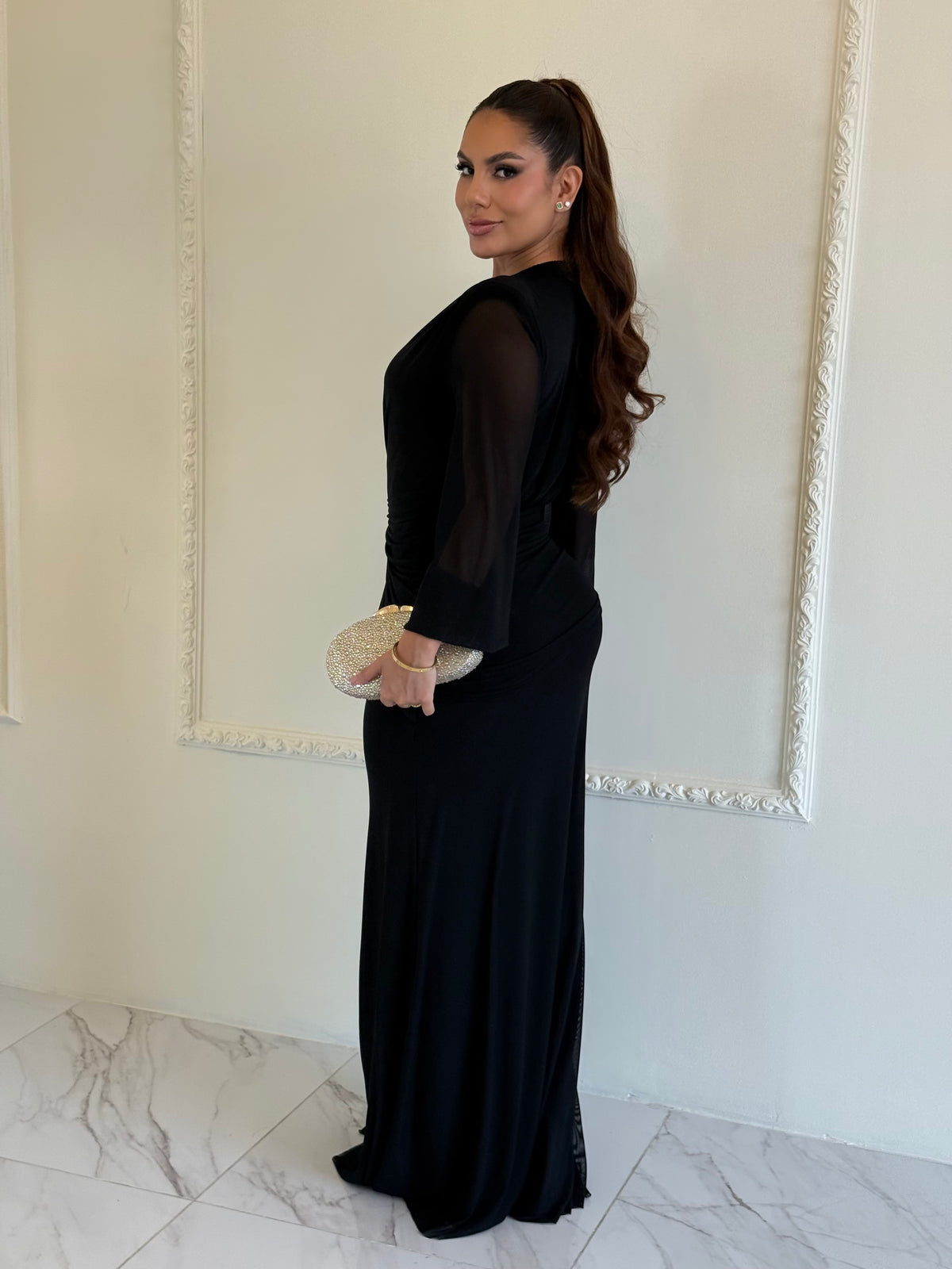 Vestido Noir Drapé Luxe