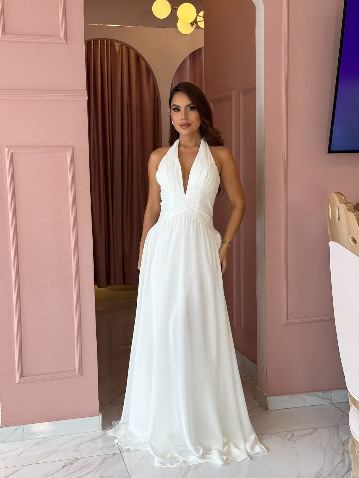 Vestido Largo Halter de Gala Aura Soleil