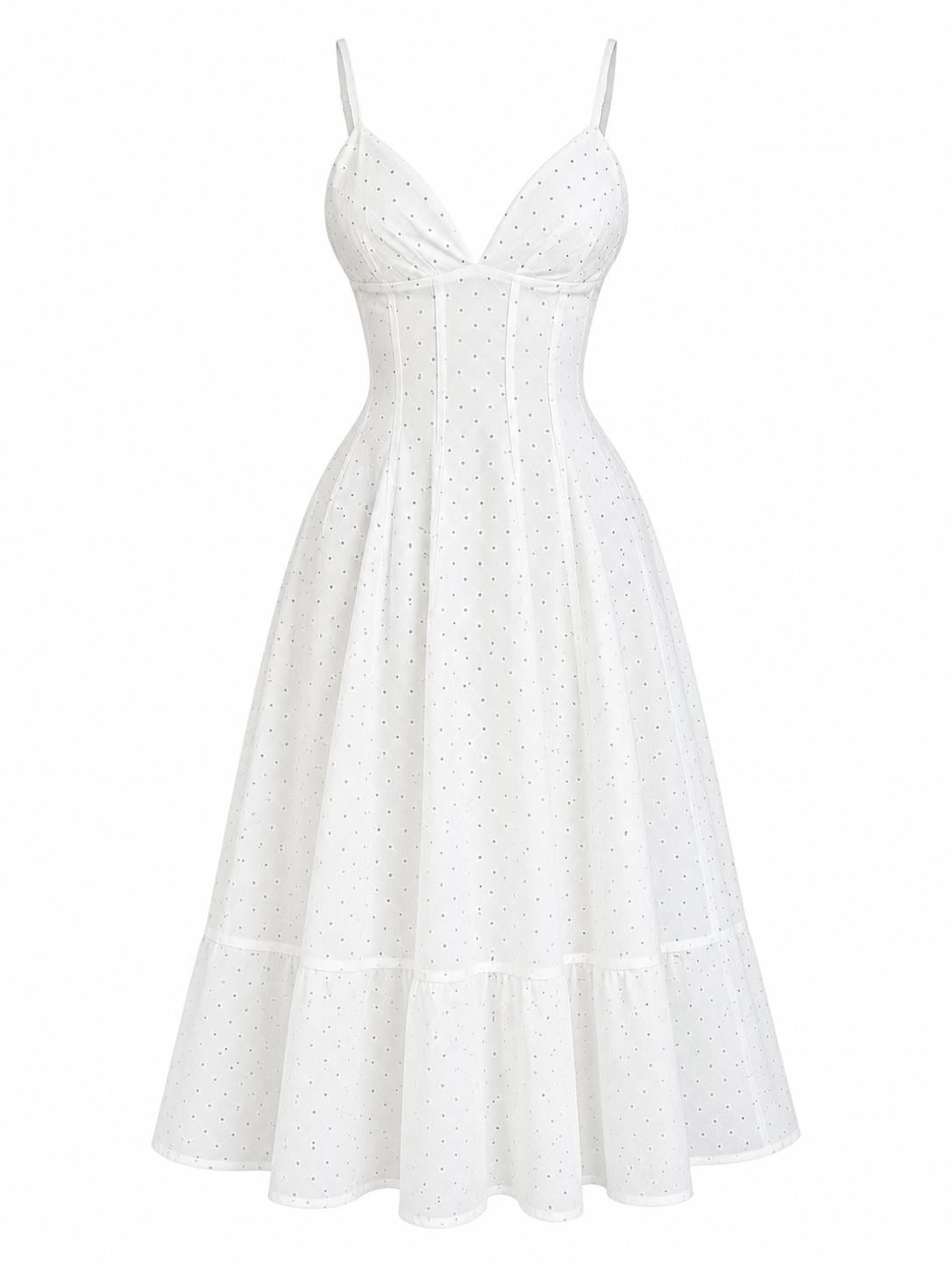 Vestido White Polka Garden