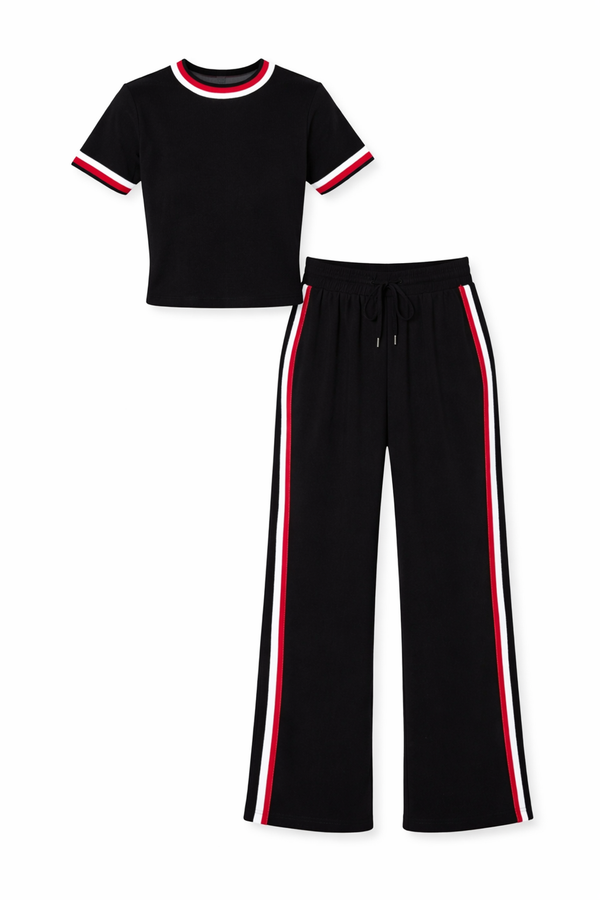 Set Deportivo de Crop Top y Pantalón Ancho Urban Chic