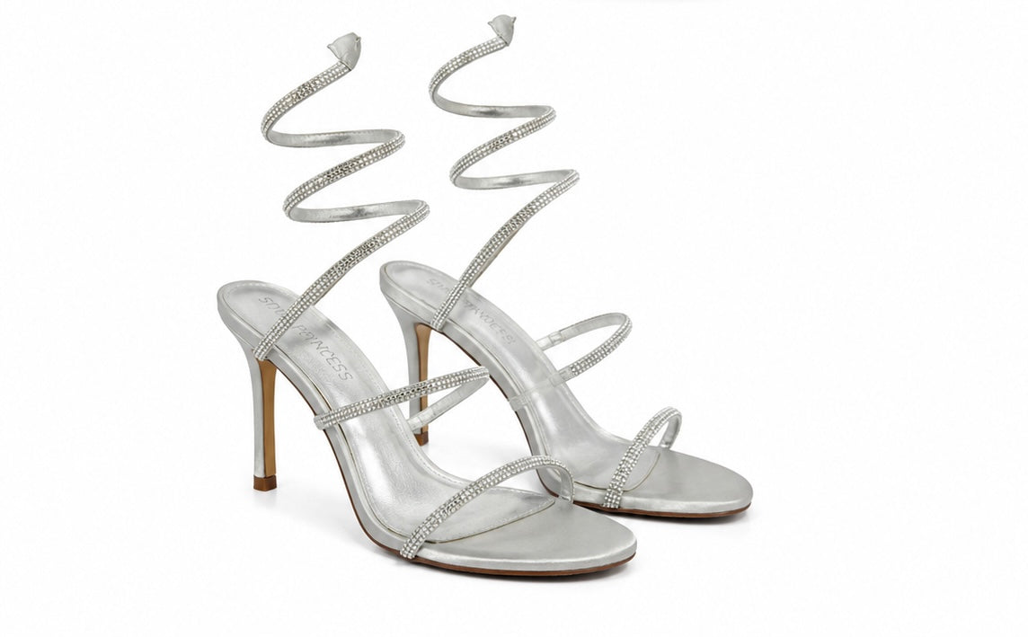 Sandalias de Tacón con Tira Espiral Golden Serpent