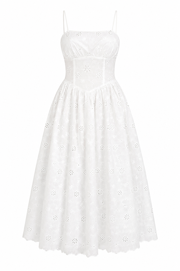 Vestido Midi Bordado Blanco