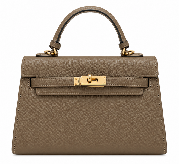 Bolso Camel Estructurado con Cierre Dorado