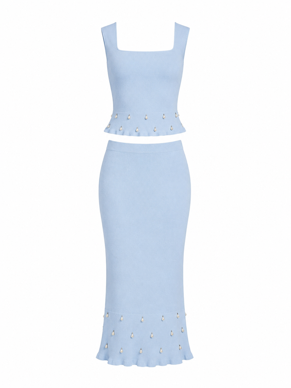 Set de Top y Falda Sirena con Perlas Azure Pearl