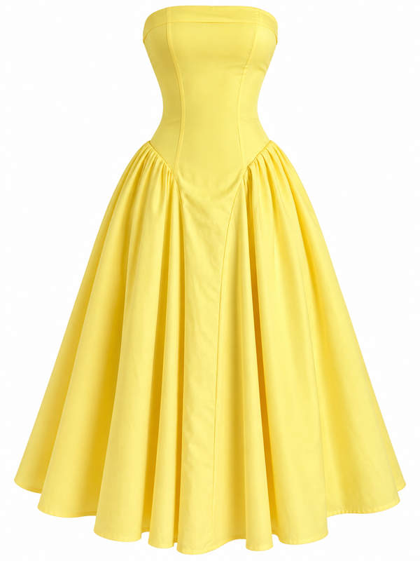 Vestido Strapless Amarillo Sunshine
