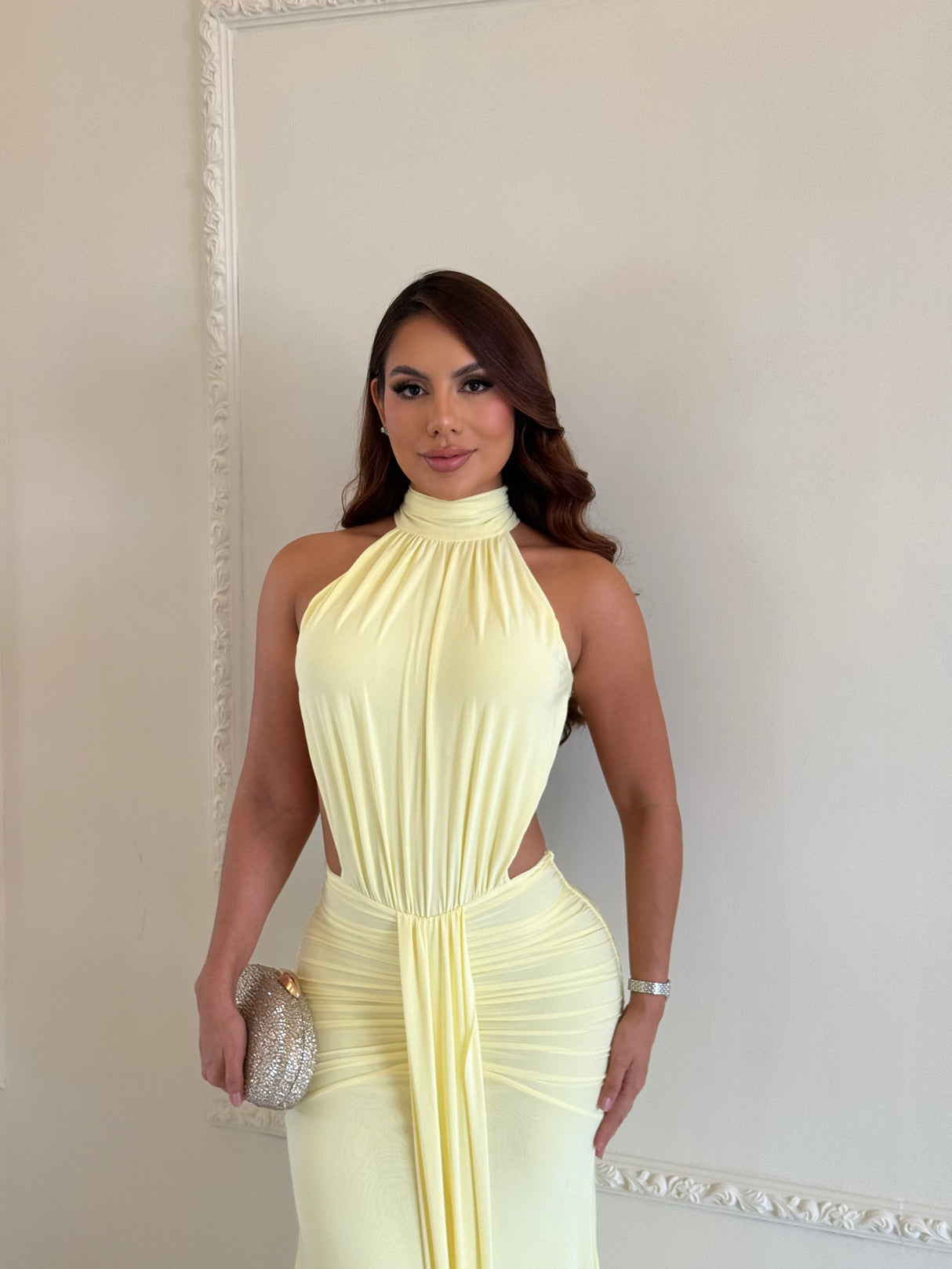 Vestido Halter Drapeado Luxe