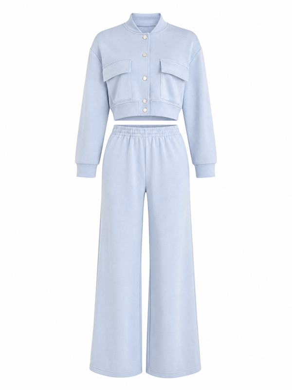 Set de Chaqueta Corta y Pantalón Ancho Serenity Sky