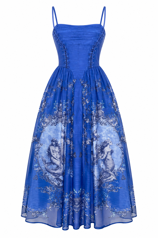Vestido Midi con Estampado de Sirenas Royal Sirene