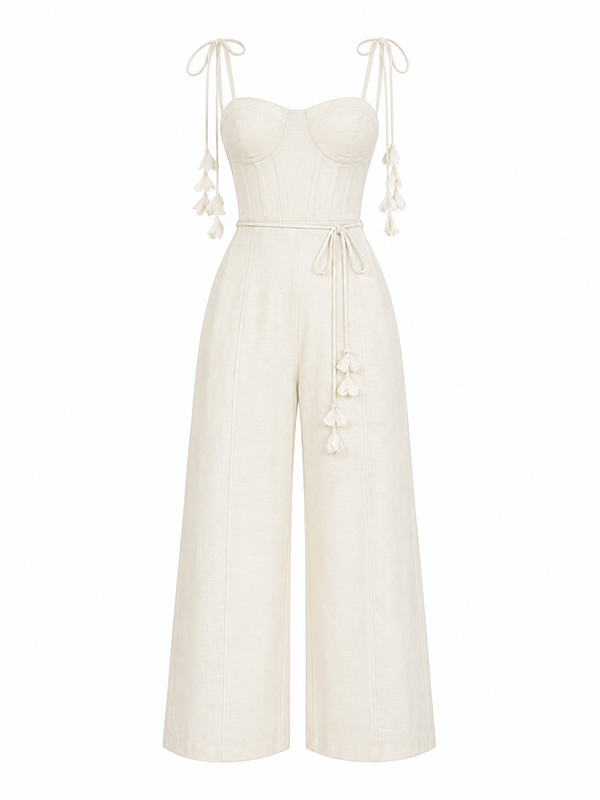 Enterizo de Lino con Corset y Bota Ancha Aura Linen