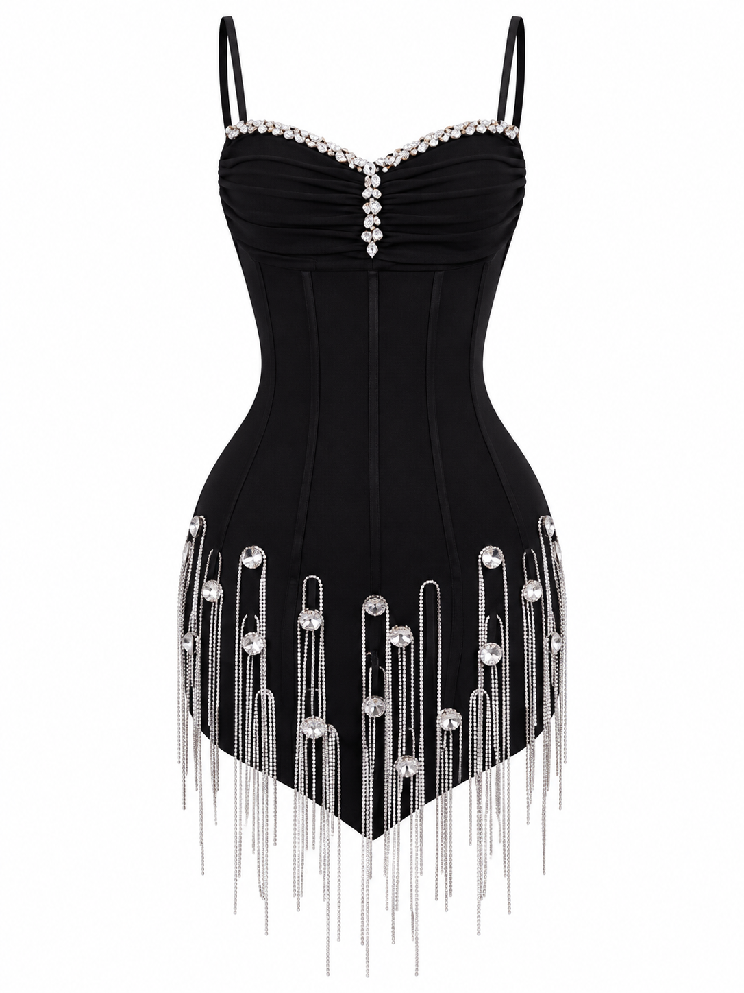 Vestido Diamond Fringe Black