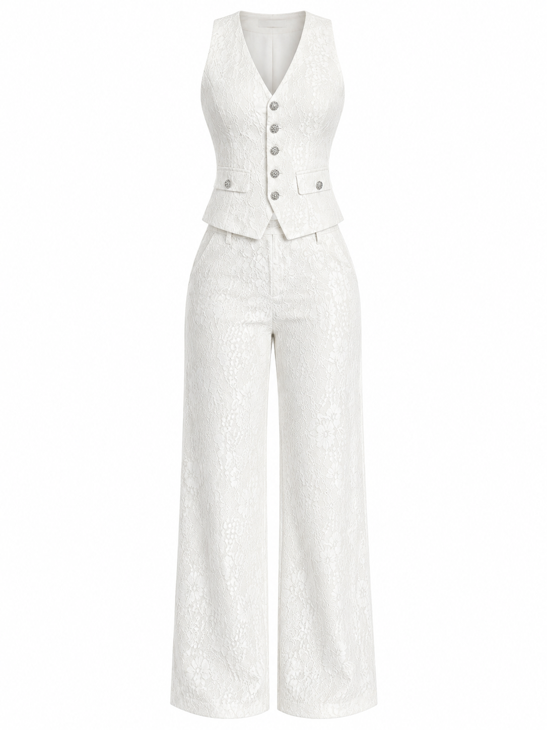 Set Chaleco Jacquard Ivory
