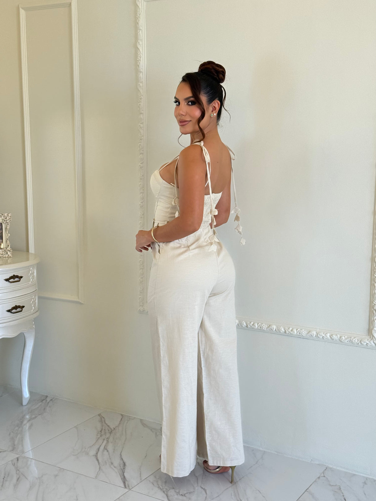 Enterizo de Lino con Corset y Bota Ancha Aura Linen