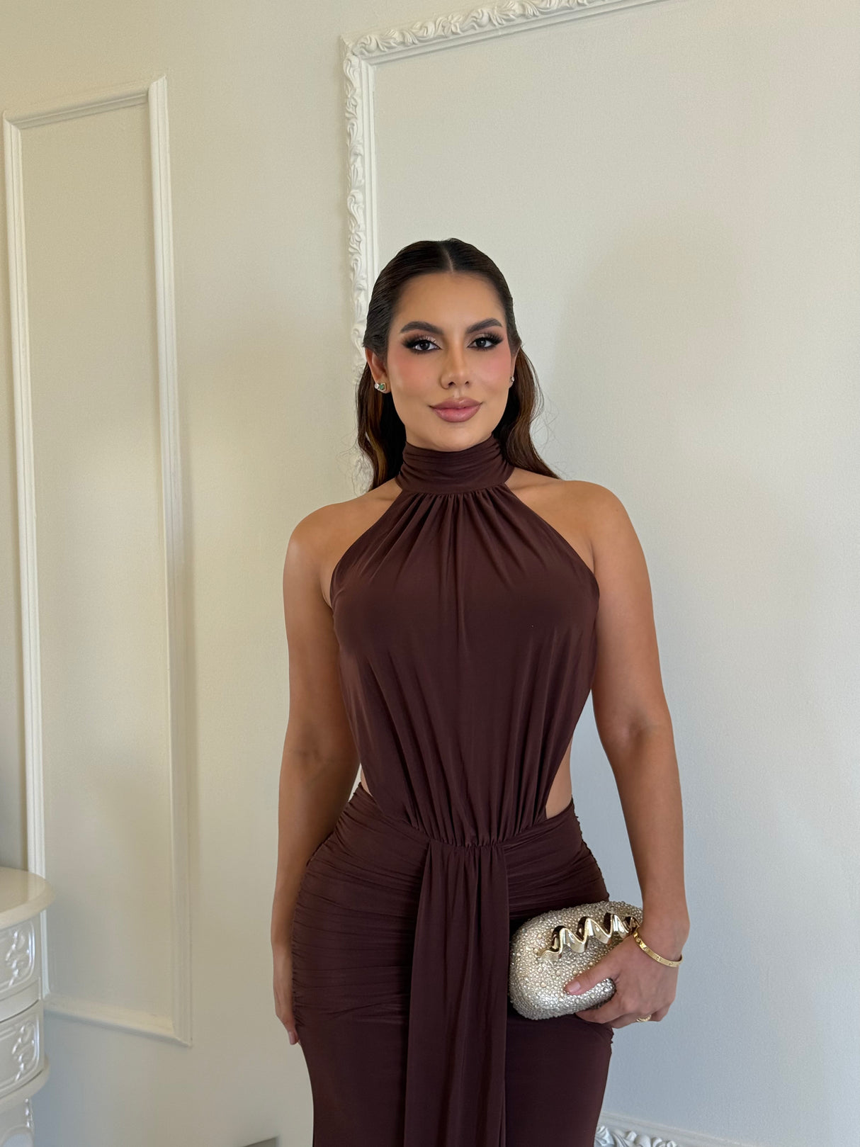 Vestido Chocolate Drapeado Luxe