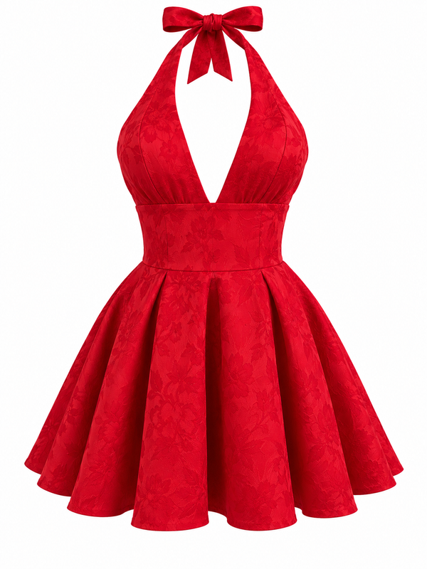 Vestido Halter Jacquard