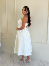 Vestido Strapless Jacquard Ivory