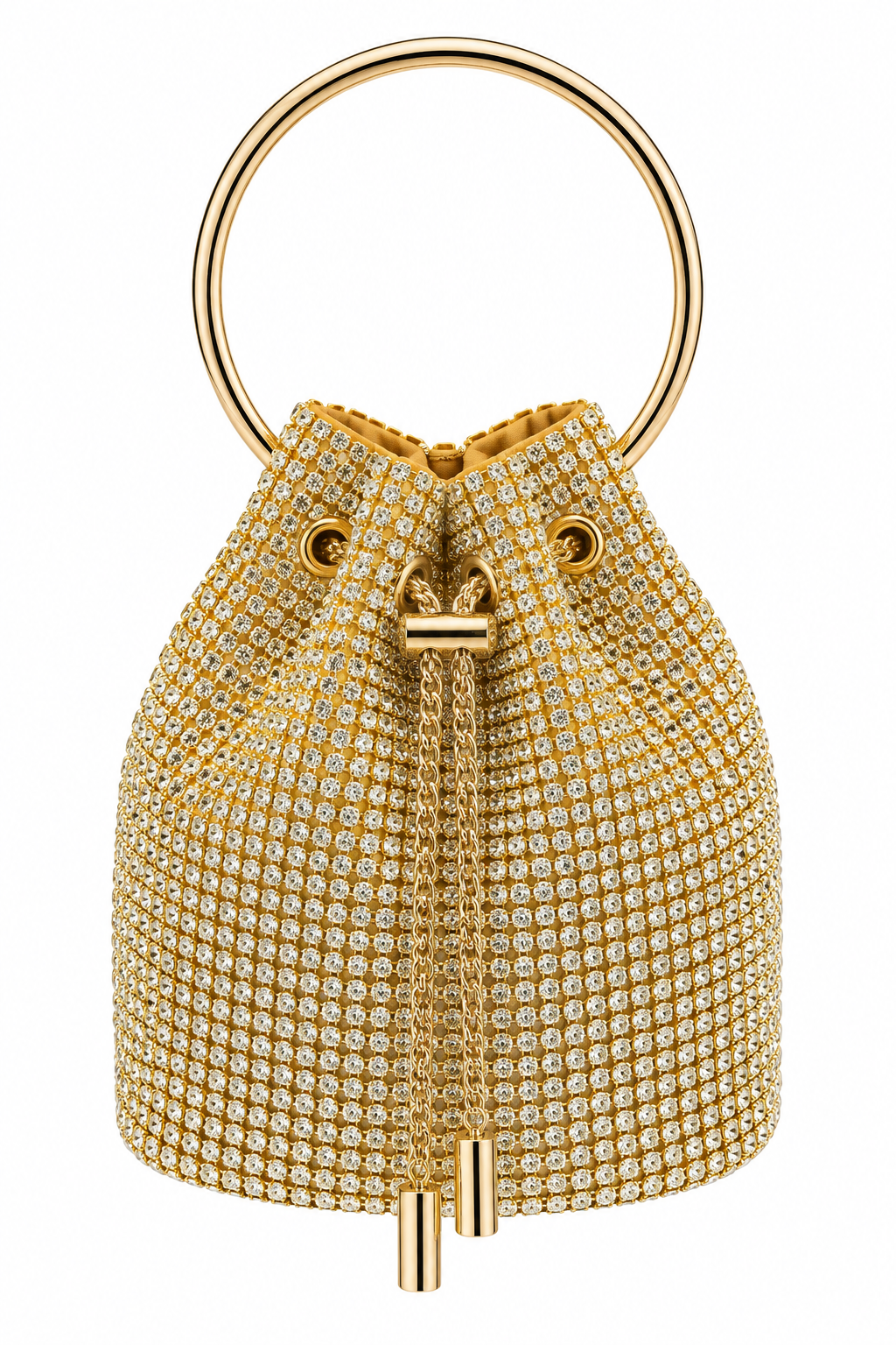 Bolso Bucket de Cristales con Asa Circular