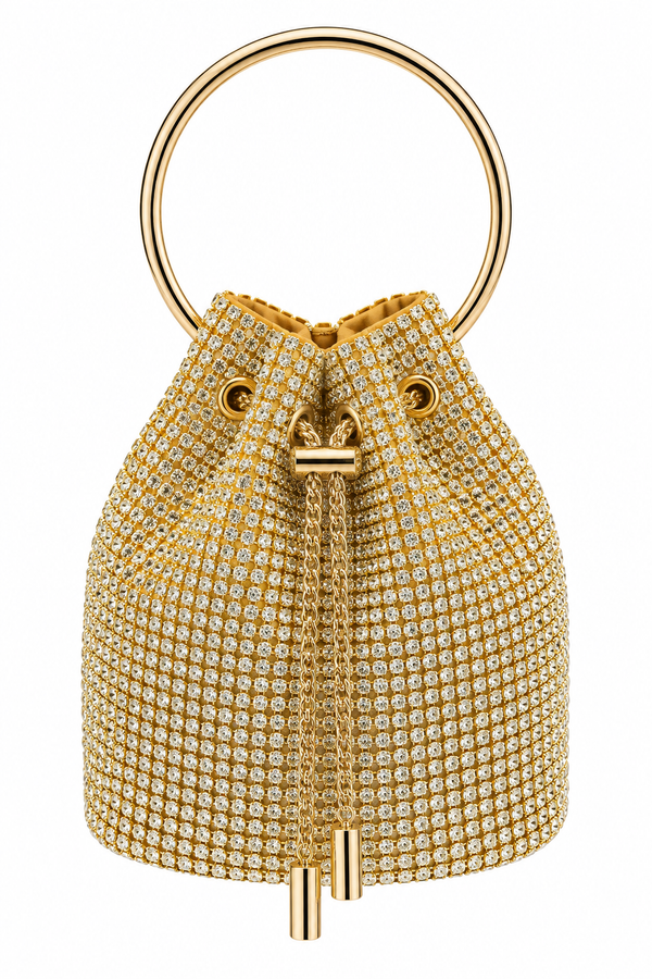 Bolso Bucket de Cristales con Asa Circular
