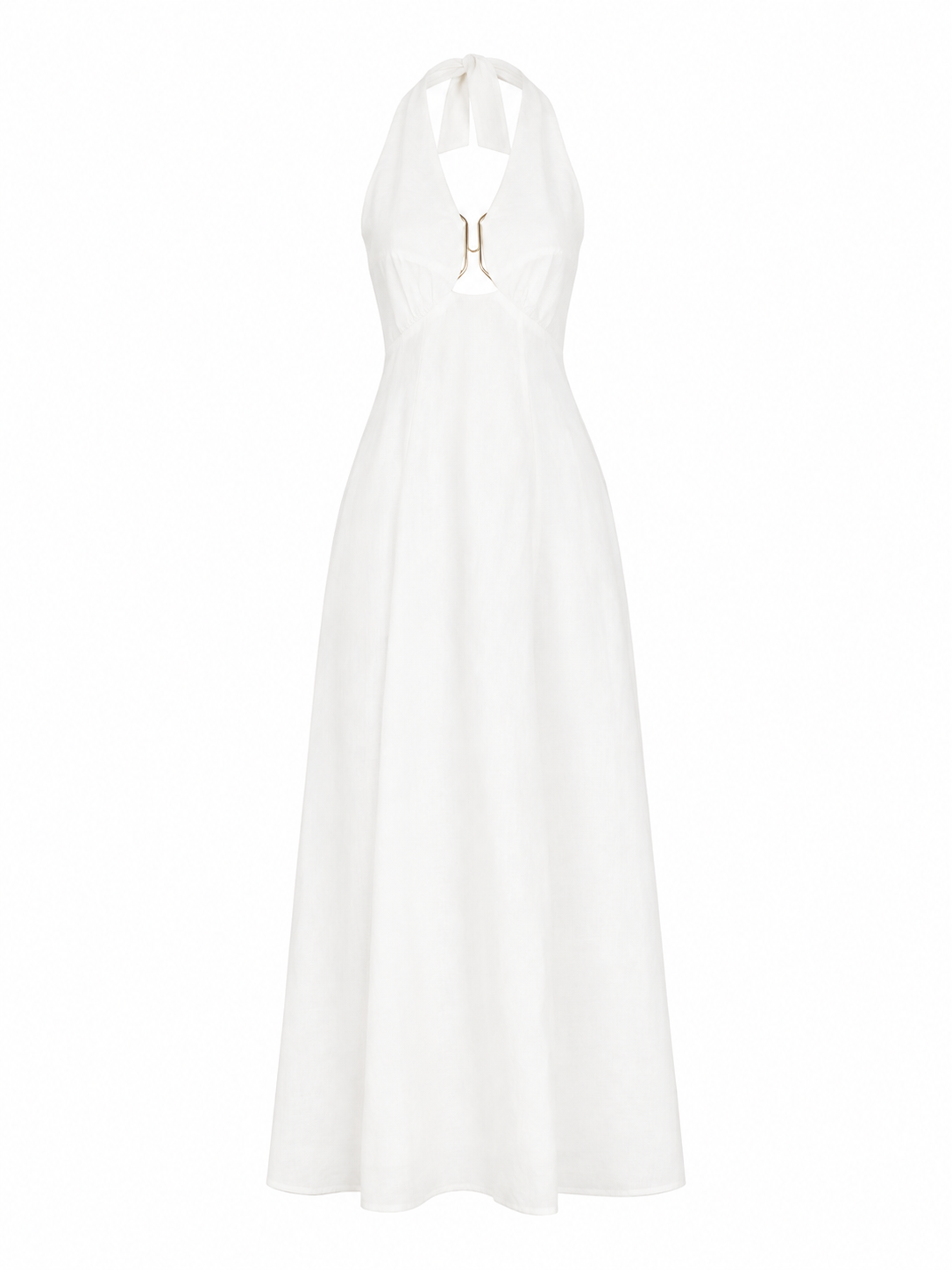 Vestido Largo Blanco Fluido Aura Blanca