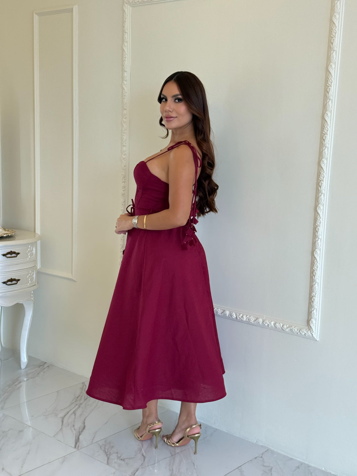 Vestido Romance Bordó