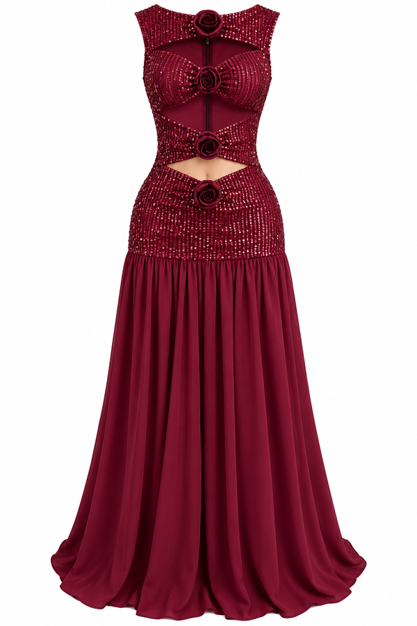 Vestido Gala Burgundy Luxe