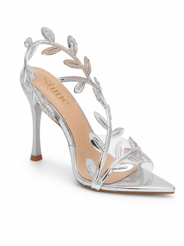 Tacones Stiletto Transparentes con Hojas Aurea Leaf
