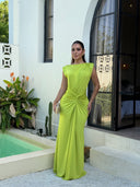 Vestido Largo Drapeado Aura Escultural