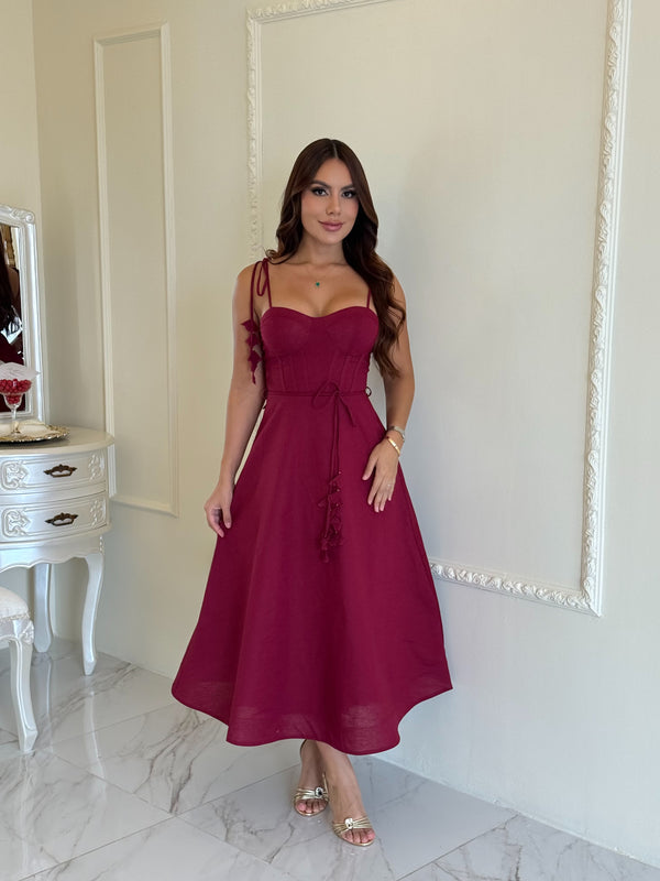 Vestido Romance Bordó