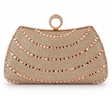 Clutch rose gold cubierto de cristales con cierre circular tipo anillo
