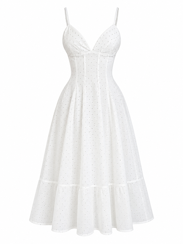 Vestido White Polka Garden
