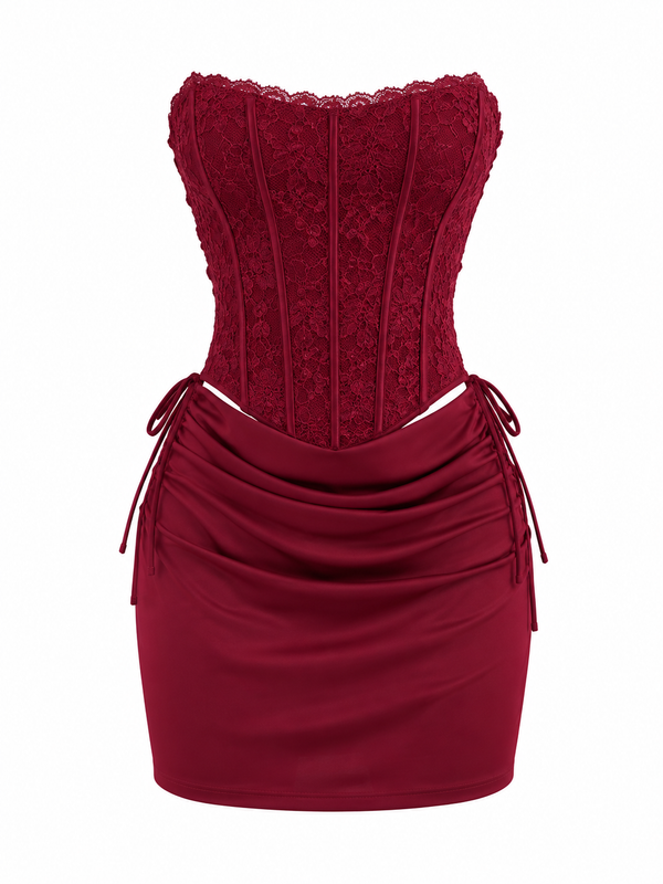 Vestido Bordeaux Romance Luxe