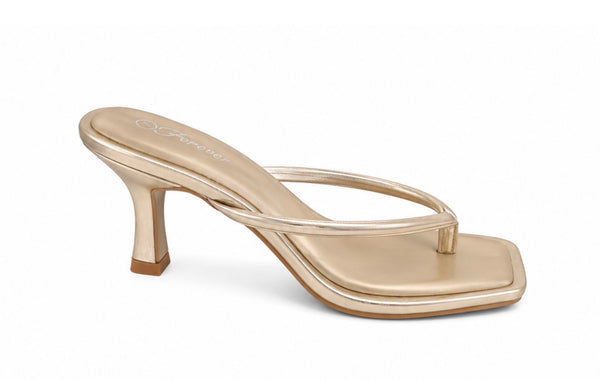 Sandalias de Tacón Bajo Punta Cuadrada Golden Glow