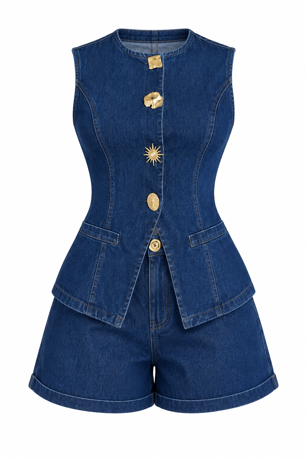 Set Denim Botones Dorados
