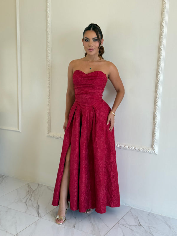Vestido Sweetheart Jacquard