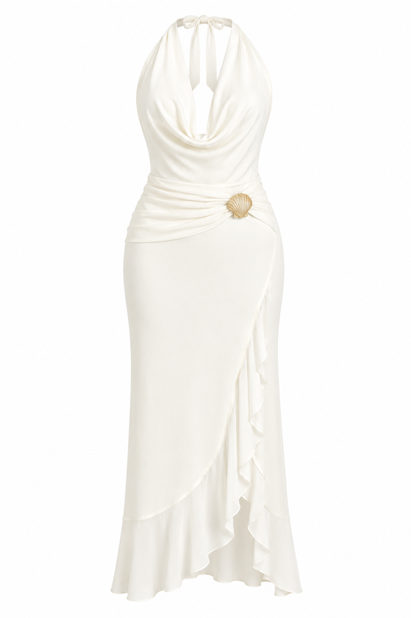 Vestido Midi Halter Ivory Grace