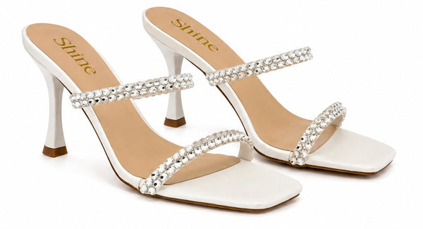 Sandalias de Dos Tiras con Cristales Noir Crystal