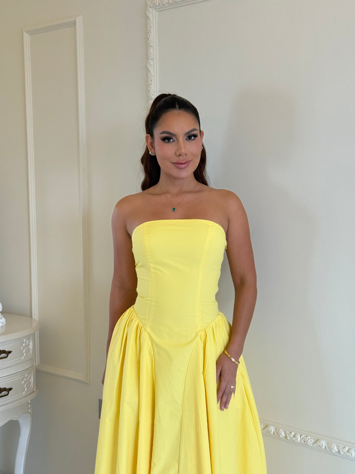 Vestido Strapless Amarillo Sunshine