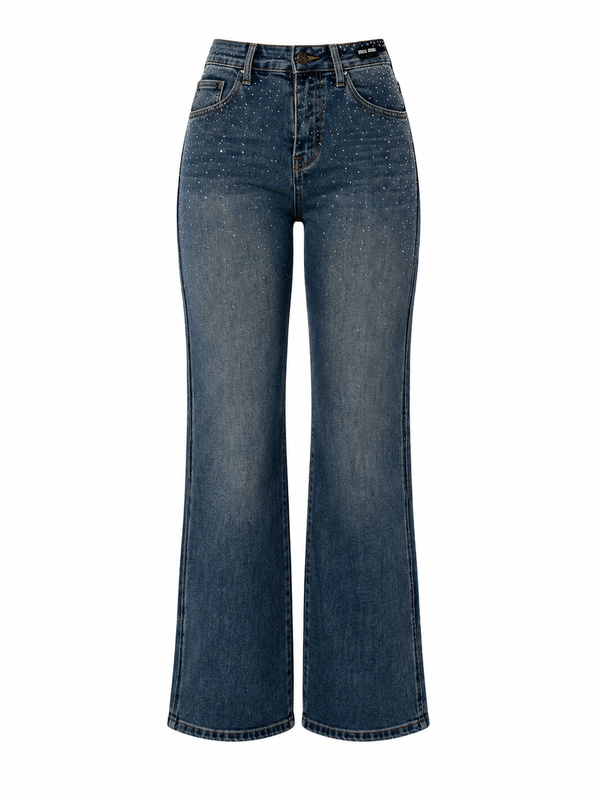 Jean Wide Leg Crystal Denim