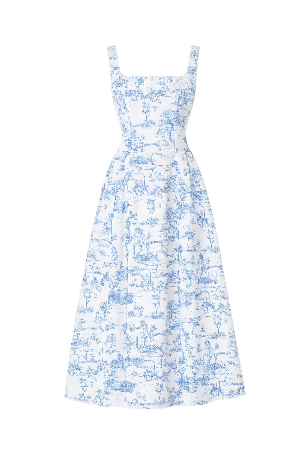 Vestido Jardín Azul Toile Midi