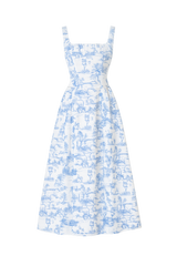 Vestido Jardín Azul Toile Midi