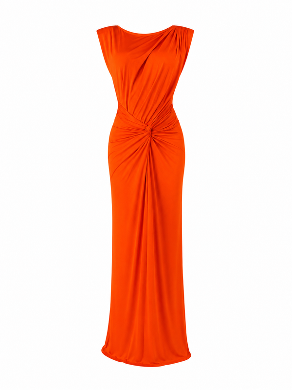 Vestido Largo Drapeado Aura Escultural