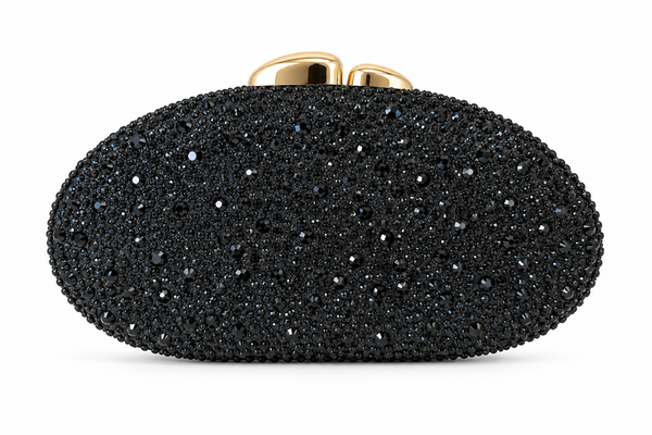 Clutch Ovalado de Cristales con Onda Metálica