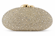 Clutch ovalado cubierto de cristales con aplique central en forma de onda